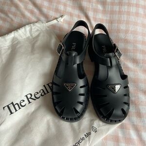 Prada Black Jelly Rubber Fisherman Sandals Like New - 38